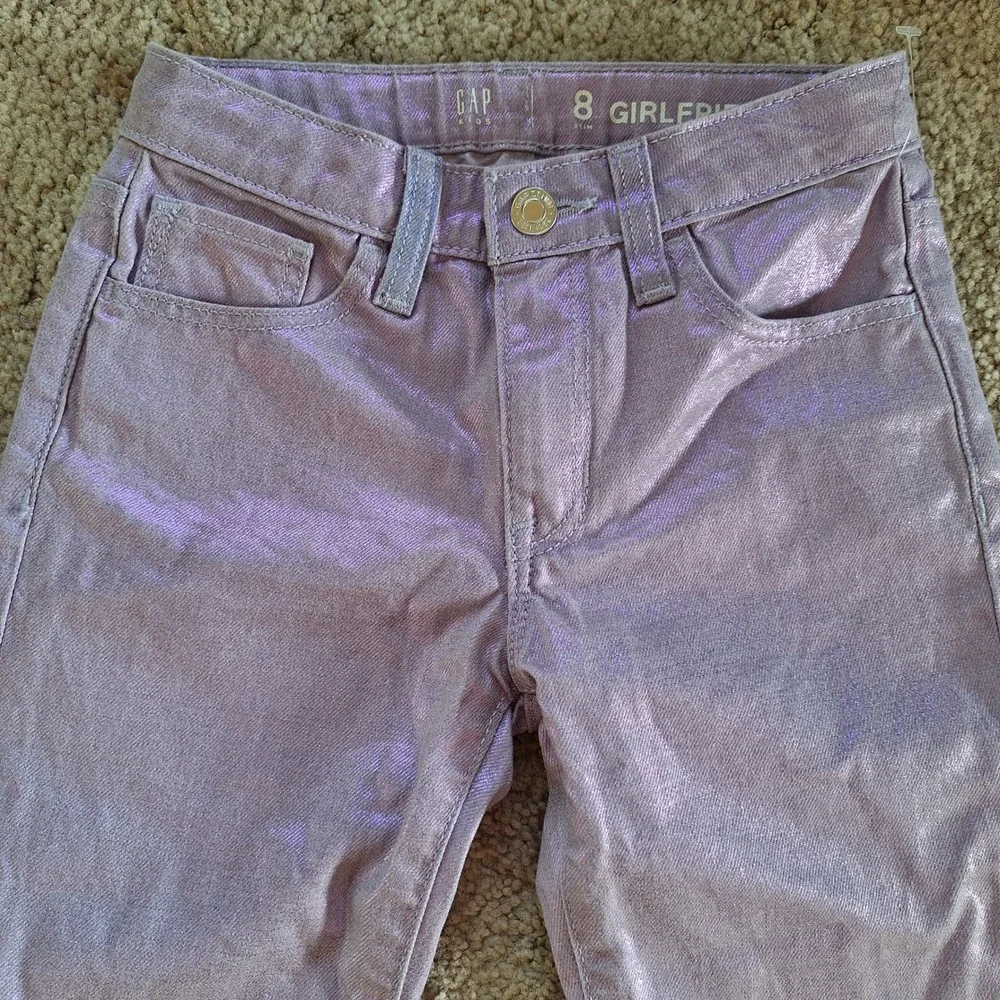 Gap Girlfriend Jeans Purple Sparkle Glitter Metallic Shimmer Pants Girls 8